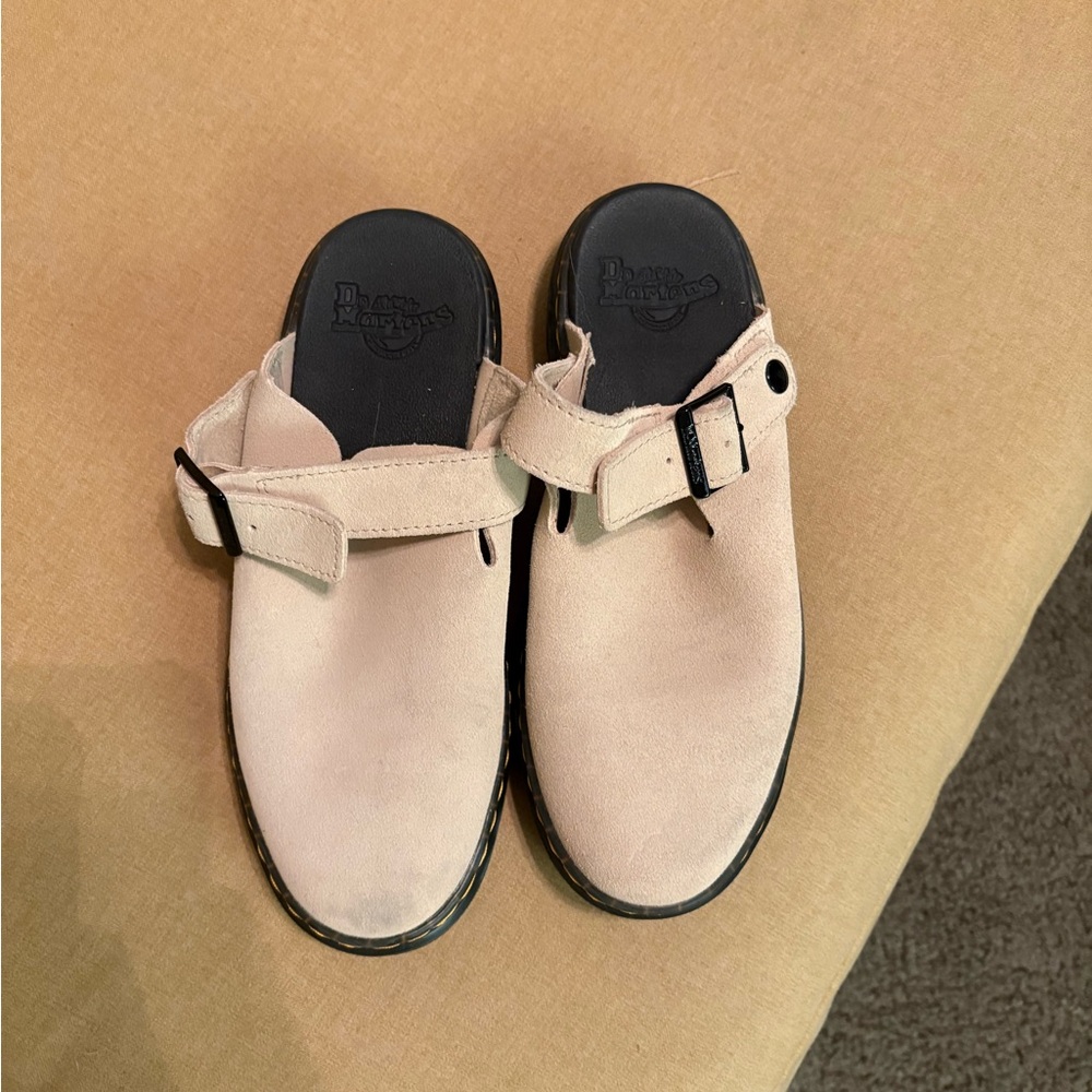 Dr. Martens Beige Buckle Clogs